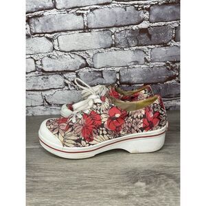 Dansko Veda Vegan Red Floral Lace Up Sneaker Clogs Shoes Women’s Sz 37EU/6.5M US